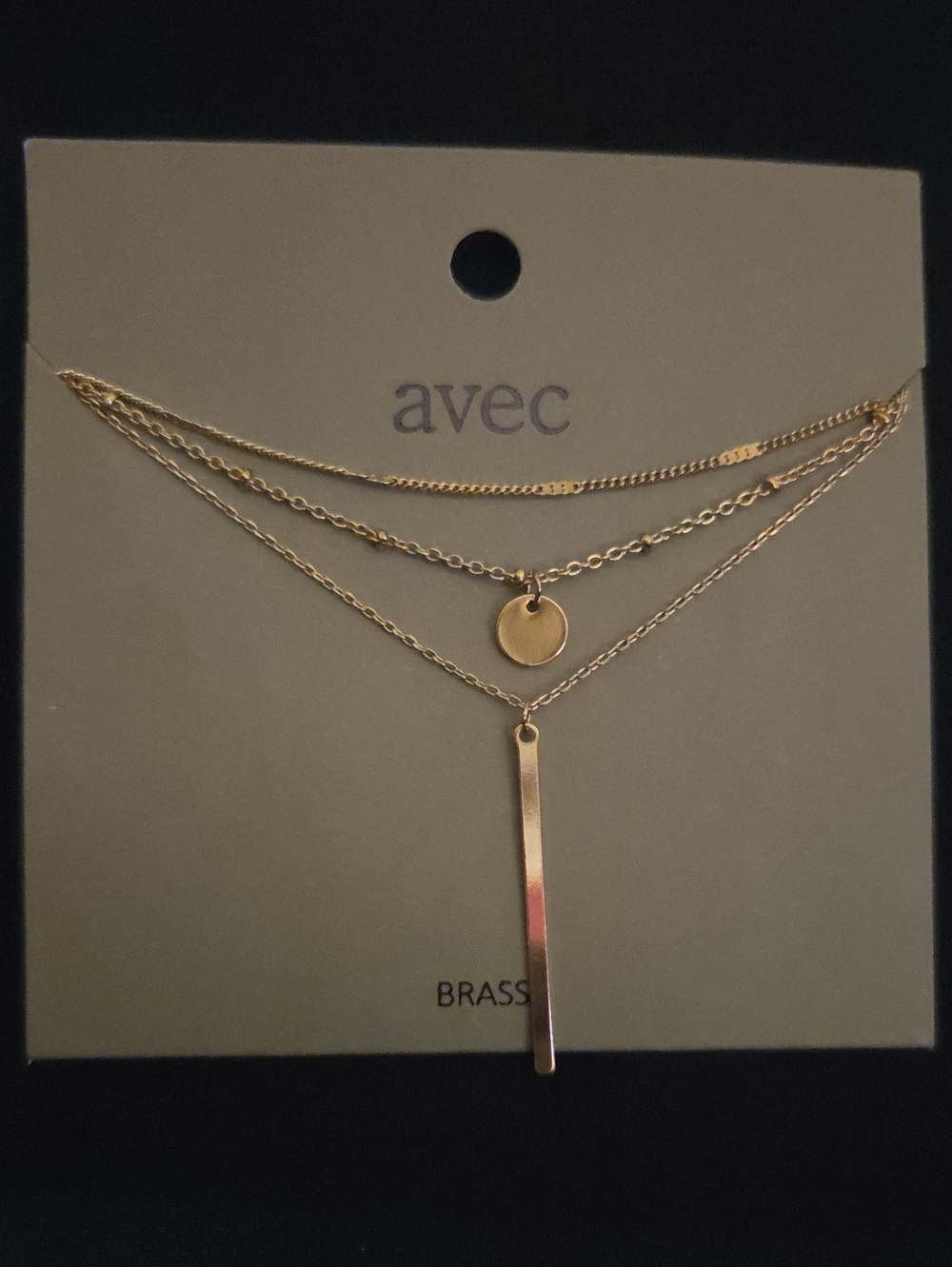 Gold Layered Bar & Disc Necklace - Gold